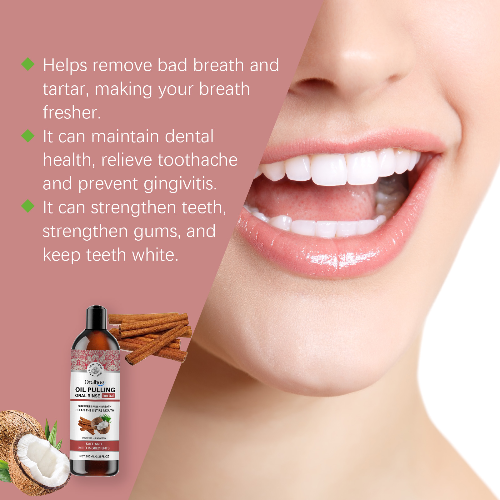 Coconut Pulling Oil Mouthwash  - Teeth Whitening With Coconut Oil ulasan dan harga