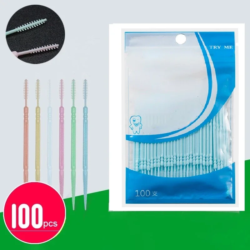 100PCS Double-headed Dental Br - Dental Floss Picks ulasan dan harga
