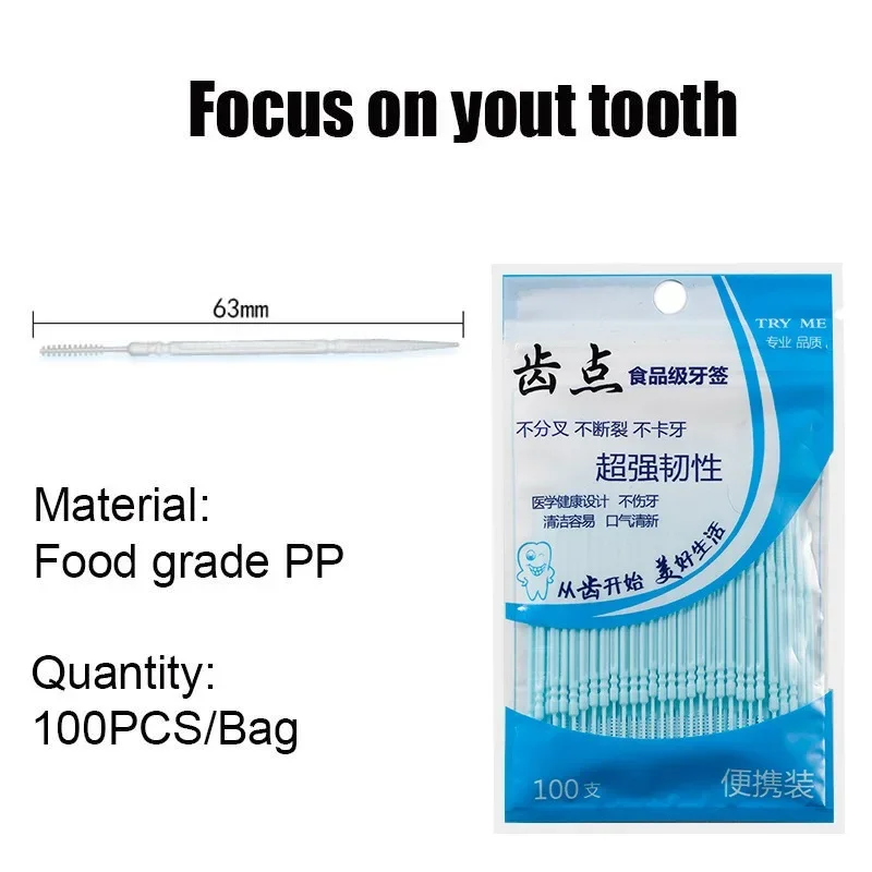 100PCS Double-headed Dental Br - Dental Floss Picks ulasan dan harga