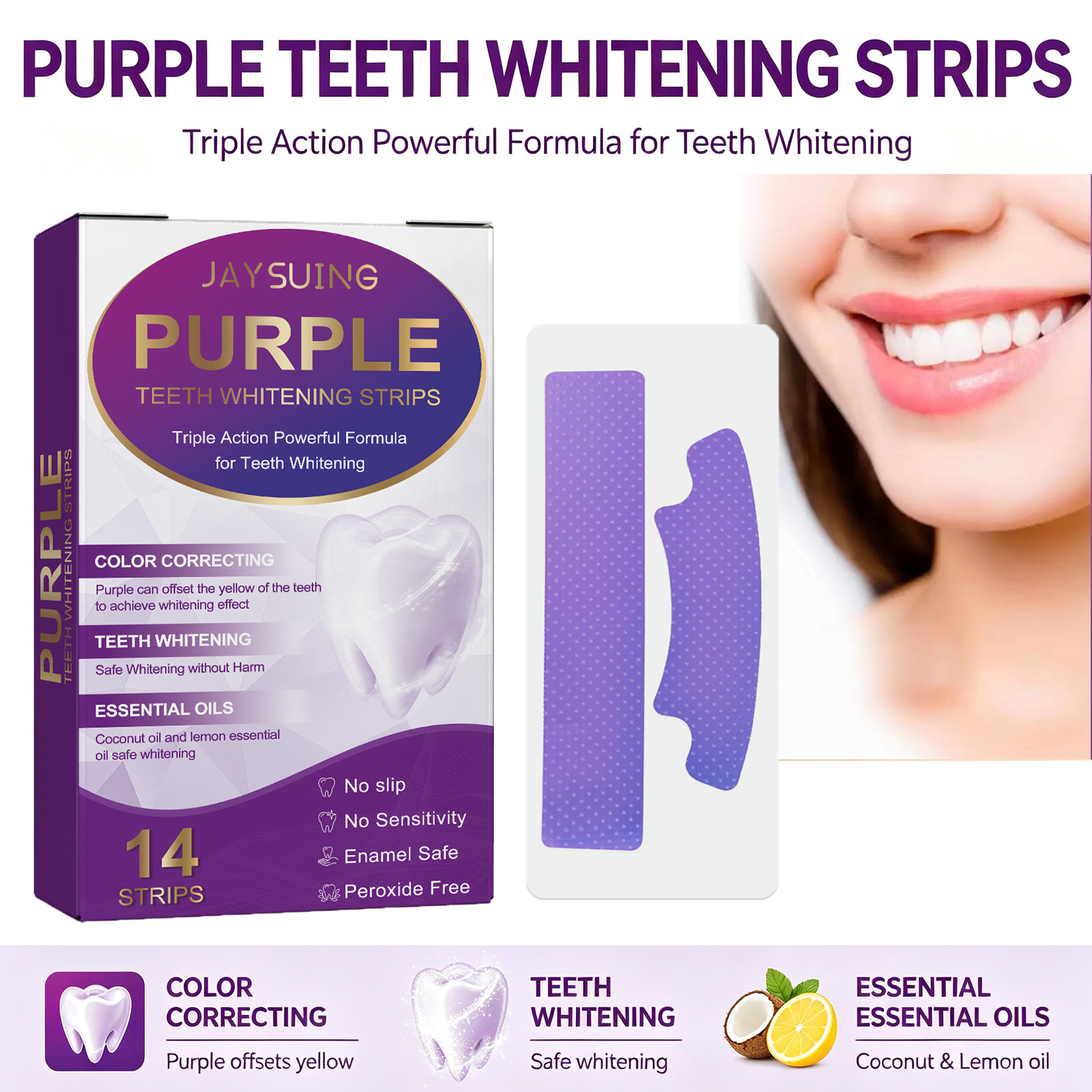 Purple Teeth Whitening Strips  - Teeth Whitening With Coconut Oil ulasan dan harga