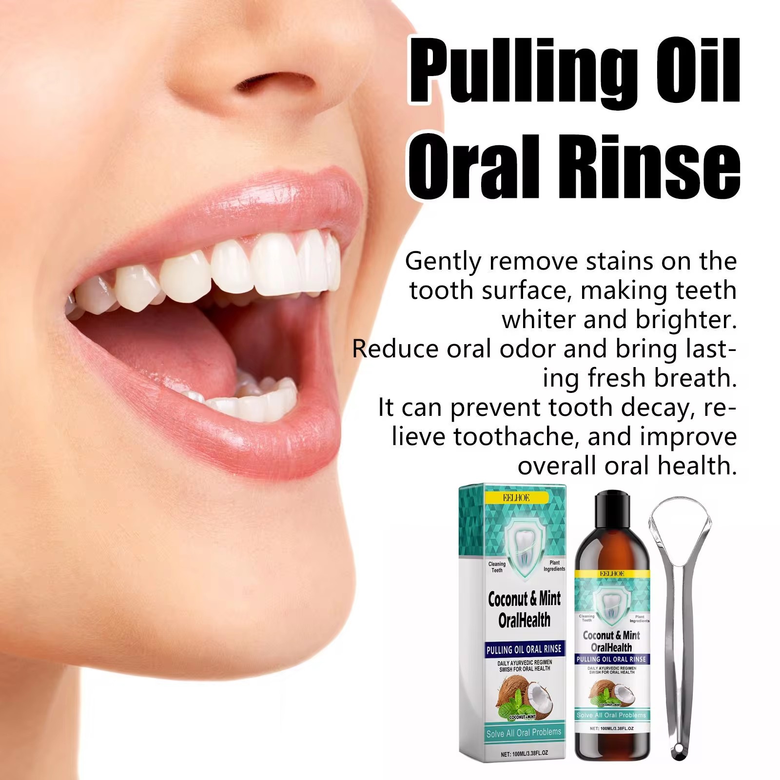 EELHOE Mint Coconut Oil Pullin - Teeth Whitening With Coconut Oil ulasan dan harga