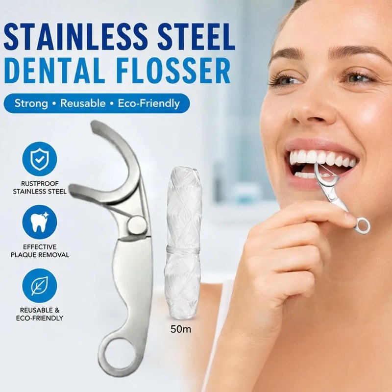 Stainless Steel Reusable Tooth - Dental Floss Picks ulasan dan harga